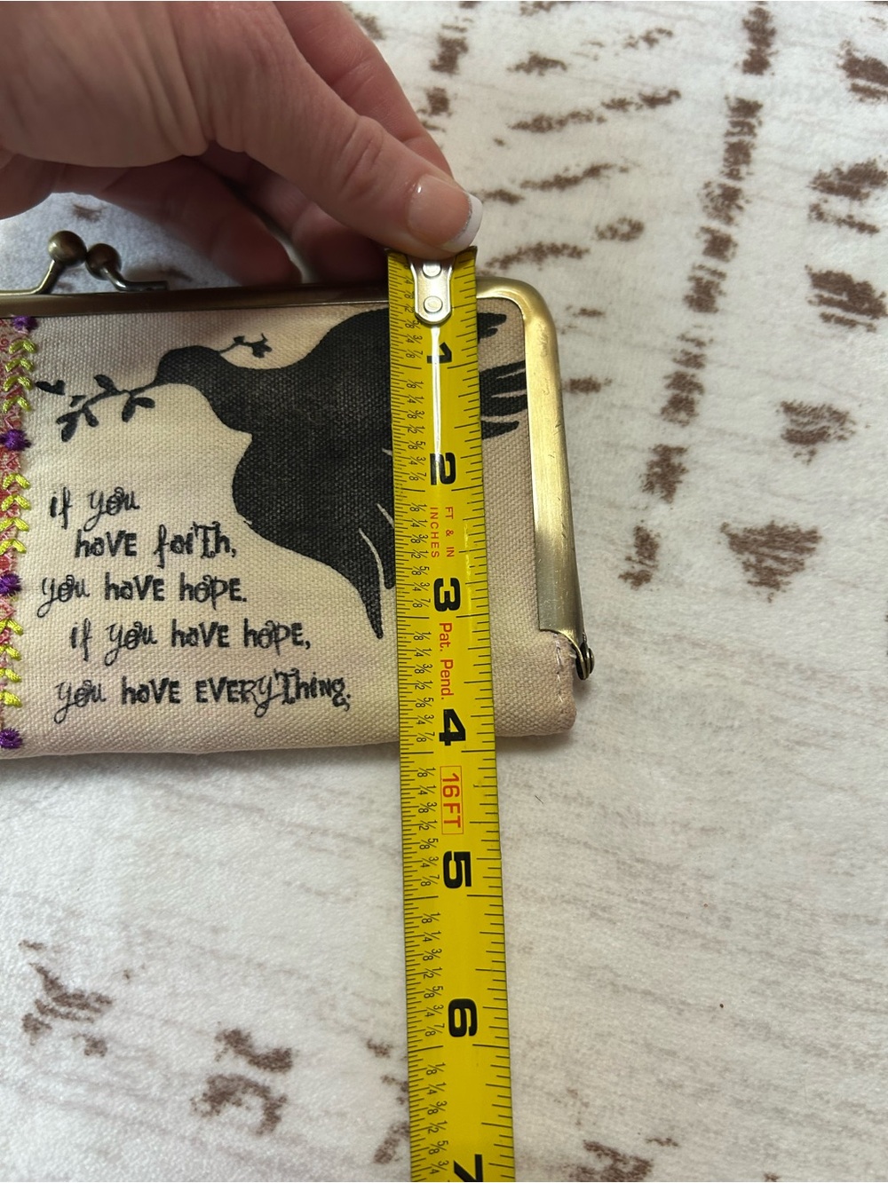 Natural Life Faith Hope Kiss Lock Wallet Clutch Bird Canvas Organizer - Picture 5 of 13
